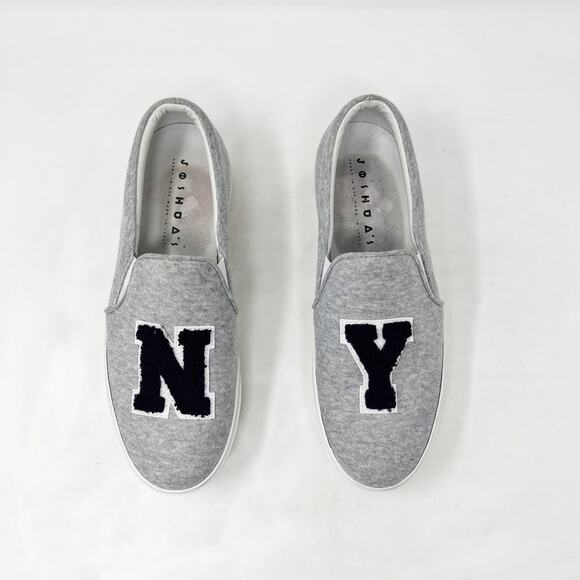 [Joshua Sanders] Gray Navy NY Felt Embroidered Slip On Platform Sneakers Size 10 - Picture 7 of 12